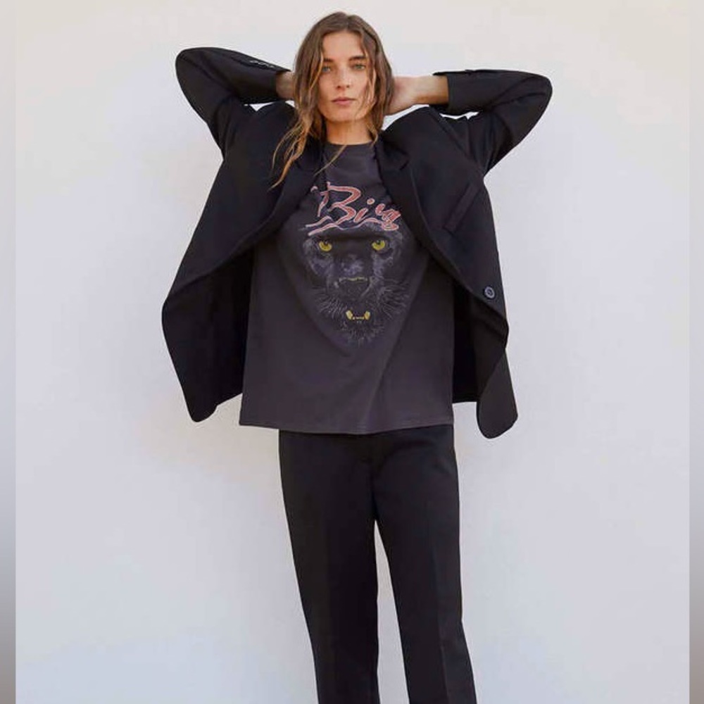 Anine Bing Walker Panther Tee in Black size L